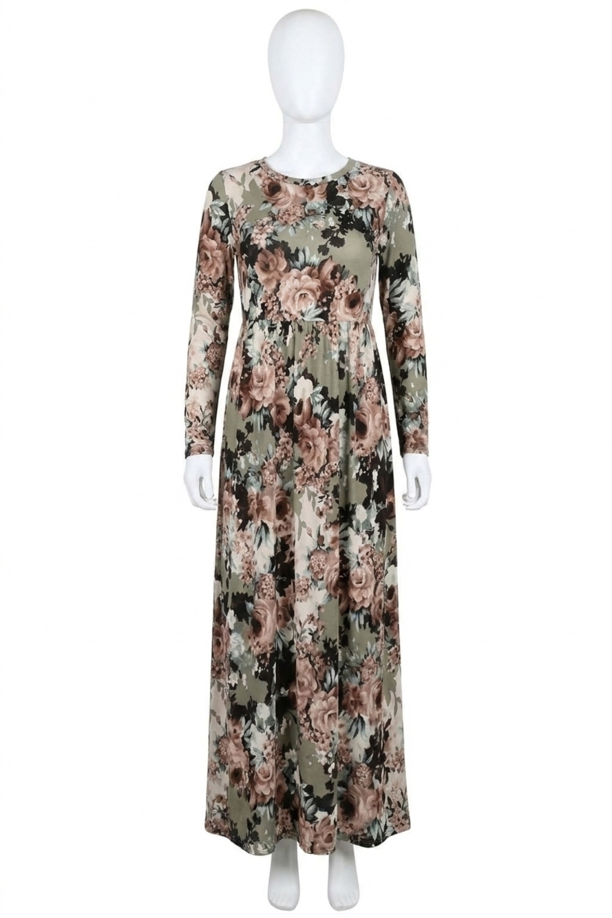 NEW SEW IN LOVE floral maxi dress in taupe